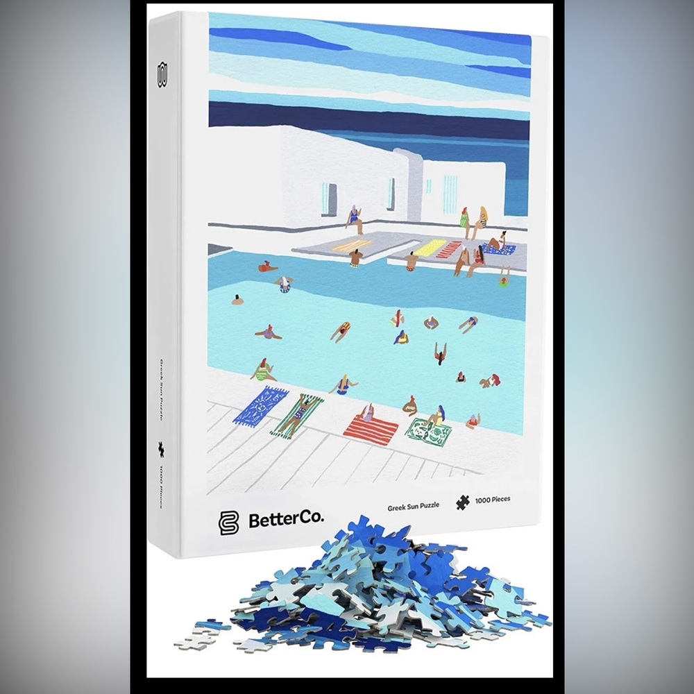 Greek Sun Jigsaw Puzzle BetterCo 1000 Piece Swimming Pool Ocean Art Painting
